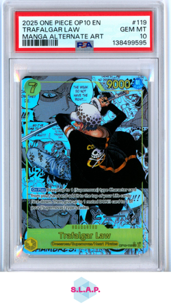 TRAFALGAR LAW MANGA ALTERNATE ART EN ONE PIECE OP10-ROYAL BLOOD 2025 119 PSA 10 - Image 1