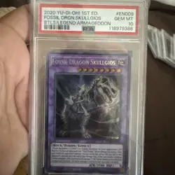 Fossil Dragon Skullgios 1st Edition EN009 PSA 10 Yugioh - Image 1