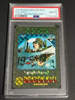 Dragon Ball Carddass Visual Adventure Part 1 No 3 Goku PSA 8 Kira Card - Image 1