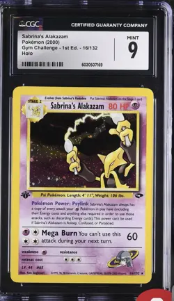 Sabrina's Alakazam 16/132 Holo Gym Challenge 1st Edition Pokemon CGC 9 Mint *010 - Image 1