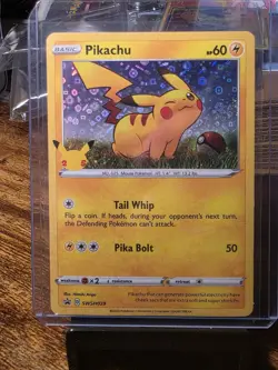 1x Single Nm POKEMON PIKACHU GENERAL MILLS STAMPED 25TH ANNIVERSARY PROMO HOLO - Image 1