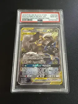 2019 POKEMON SM BLACK STAR PROMO #SM192 FULL ART/LUCARIO & MELMETAL GX PSA 10 - Image 1
