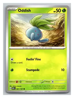 Oddish #001/197 SV03: Obsidian Flames Pokemon Trading Card TCG Nintendo 2023 - Image 1