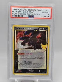 2021 POKEMON CELEBRATIONS CLASSIC COLLECTION #17 UMBREON-GOLD STAR PSA 10 - Image 1
