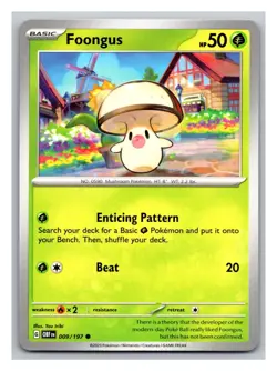 Foongus #009/197 SV03: Obsidian Flames Pokemon Trading Card TCG Nintendo 2023 - Image 1