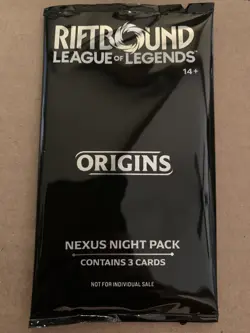 Riftbound Origins Nexus Night Pack Sealed English 3-Card Pack new sealed promo - Image 1