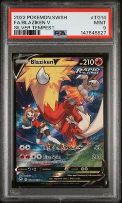 PSA 9 Blaziken V TG14/TG30 Pokemon Silver Tempest Trainer Gallery Card - Image 1