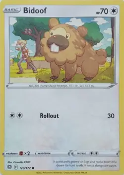 120/172 BIDOOF | COMMON | BRILLIANT STARS POKEMON CARD - Image 1