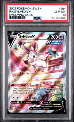 2021 Pokemon Sylveon v #184 Evolving Skies Full Art SWSH PSA 10 Gem Mint - Image 1