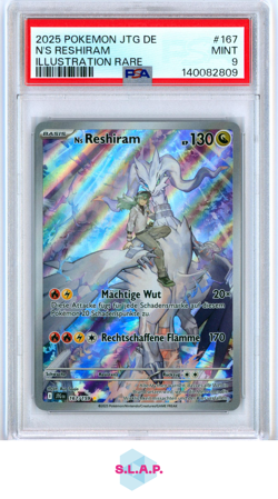 N'S RESHIRAM POKEMON 167/159 2025 REISEGEFAHRTEN HOLO AR DEUTSCH PSA 9 - Image 1