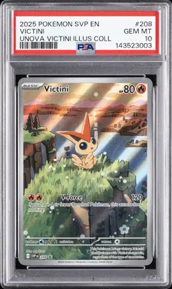 2025 POKEMON SVP EN-SV BLACK STAR PROMO #208 VICTINI PSA 10 - Image 1