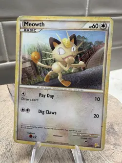 Meowth 12/30 Pokemon TCG HGSS Trainer Kit: Gyarados & Raichu LP - Image 1