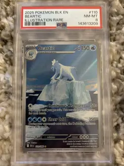 2025 POKEMON BLK EN-BLACK BOLT ILLUSTRATION RARE #110 BEARTIC PSA 8 NM - Image 1