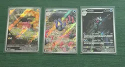 2024 Pokemon Paldean Fates Illustration Rare Lot of 3 Pawmi Wugtrio Palafin PAF - Image 1
