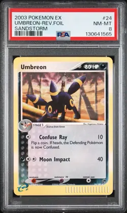 Pokemon Umbreon EX Sandstorm Reverse Holo Rare #24 PSA 8 Mint NEW CERT - Image 1