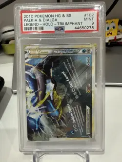 2010 POKEMON TRIUMPHANT PALKIA & DIALGA LEGEND BOTTOM #102 PSA 9 NM #109198297 - Image 1