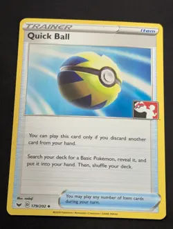 Quick Ball 179/202 Pokemon Prize Pack Holo Sword & Sheild base - Image 1