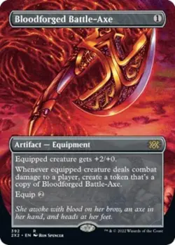 MTG English Bloodforged Battle-Axe (Borderless) NM Normal Double Masters 2022 - Image 1
