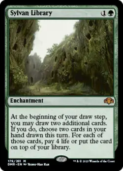 Mint/Near-Mint, English - 1 x MTG Sylvan Library - Foil Dominaria Remastered - Image 1
