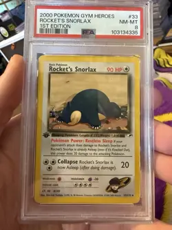 2000 Pokemon Gym Heroes 1st Edition #33 Rocket's Snorlax PSA 8 NM-MT - Image 1