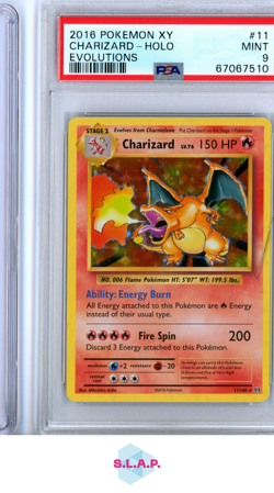 CHARIZARD POKEMON 11/108 2016 EVOLUTIONS HOLO CRACKED CASE ENGLISH PSA MINT 9 - Image 1
