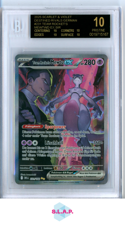TEAM ROCKET'S MEWTWO EX 2025 POKEMON DESTINED RIVALS GER 231 BLACK LABEL BGS 10 - Image 1