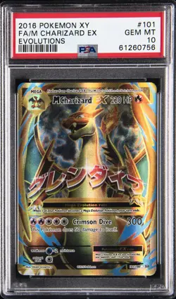 2016 POKEMON XY EVOLUTIONS #101 FULL ART/M CHARIZARD EX PSA 10 - Image 1