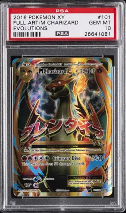 2016 POKEMON XY EVOLUTIONS #101 FULL ART/M CHARIZARD EX PSA 10 - Image 1
