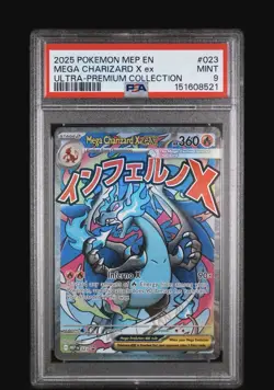 Pokemon TCG Mega Charizard X ex 023 Me: Mega Evolution Promo Holo PSA 9 - Image 1