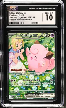 2025 POKEMON JOURNEY TOGETHER #184/159 LILLIE'S CLEFAIRY EX CGC 10 GEM MINT - Image 1
