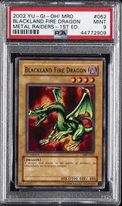 2002 YU-GI-OH! MRD-METAL RAIDERS 1ST ED #062 BLACKLAND FIRE DRAGON PSA 9 - Image 1