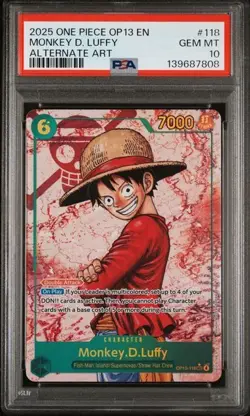 Monkey D. Luffy OP13-118 - One Piece Carrying On His Will Alt Art - PSA 10 - Image 1