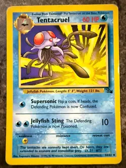 Pokemon Cards Tentacruel 44/62 UNLIMITED Fossil WOTC Uncommon LP - Image 1