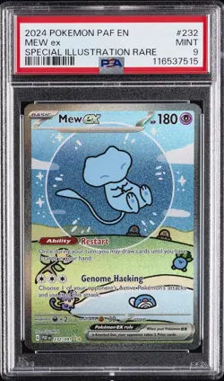 2024 POKEMON PAF EN-PALDEAN FATES SPECIAL ILLUSTRATION RARE #232 MEW EX PSA 9 - Image 1