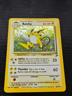 Raichu 16/130 Base Set 2 Holo Rare WOTC 2000 Pokemon Card Vintage LP - Image 1