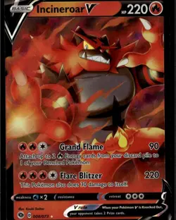 Incineroar V Ultra Rare Champion's Path 08/73 Fire Holofoil Pokemon Card - Image 1