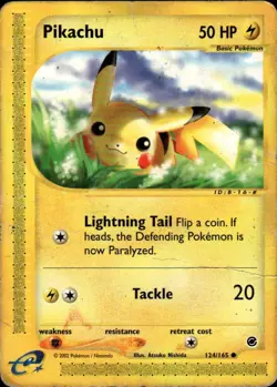 Pikachu Common Expedition 124/165 Lightning Pokemon Card - Image 1