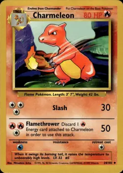 Charmeleon Uncommon Base Set 024/102 Fire Pokemon Card - Image 1