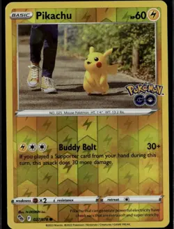 Pikachu (27) Common Pokemon GO 027/078 Lightning Reverse Holo Pokemon Card - Image 1