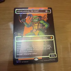 Michelangelo, The Heart (0092) (Borderless) (Pixel Surge Foil) TMNT Magic MTG - Image 3