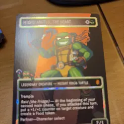 Michelangelo, The Heart (0092) (Borderless) (Pixel Surge Foil) TMNT Magic MTG - Image 4