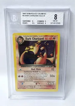 POKEMON ROCKET UNLIMITED DARK CHARIZARD #4 HOLO BGS 8 NICE!!!!!! - Image 1
