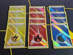 Pokemon TCG Lot (12) - 2013 Black & White Energy Holo (Lightning Fire & Water) - Image 1