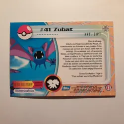 Pokemon Topps - TV Animation Edition - English - #41 - Zubat - 1998 - Image 2