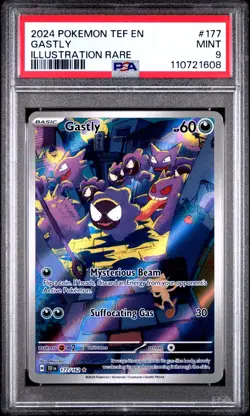 PSA 9 MINT 2024 Pokemon Temporal Forces Gastly Illustration Rare #177 - Image 1