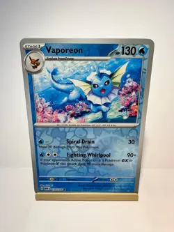 Vaporeon 134/165 Rare 151 Pokemon Reverse Holo Near Mint - Image 1