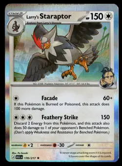 Larry's Staraptor 170/217 Ascended Heroes, Pokemon TCG, MIS-CUT ERROR Holo - Image 1