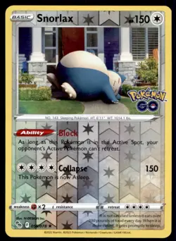 Snorlax 055/078 Holo Rare Pokemon GO Pokemon Reverse Holo Lightly Played - Image 1