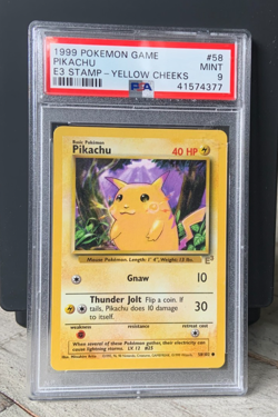 Pikachu 1999 Pokemon Game #58 E3 Stamp Yellow Cheeks PSA 9 MINT - Image 1