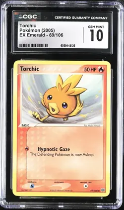 CGC 10 Torchich 69/106 EX Emerald 2005 Pokemon Card - Image 1